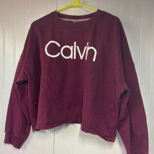 Calvin Klein Maroon Crewneck Sweatshirt with White Logo